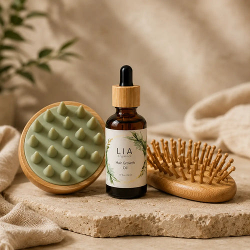 Revitalize Your Hair with Our Complete Hair Growth Oil Set: 50ml Oil, Scalp Massager & Brush