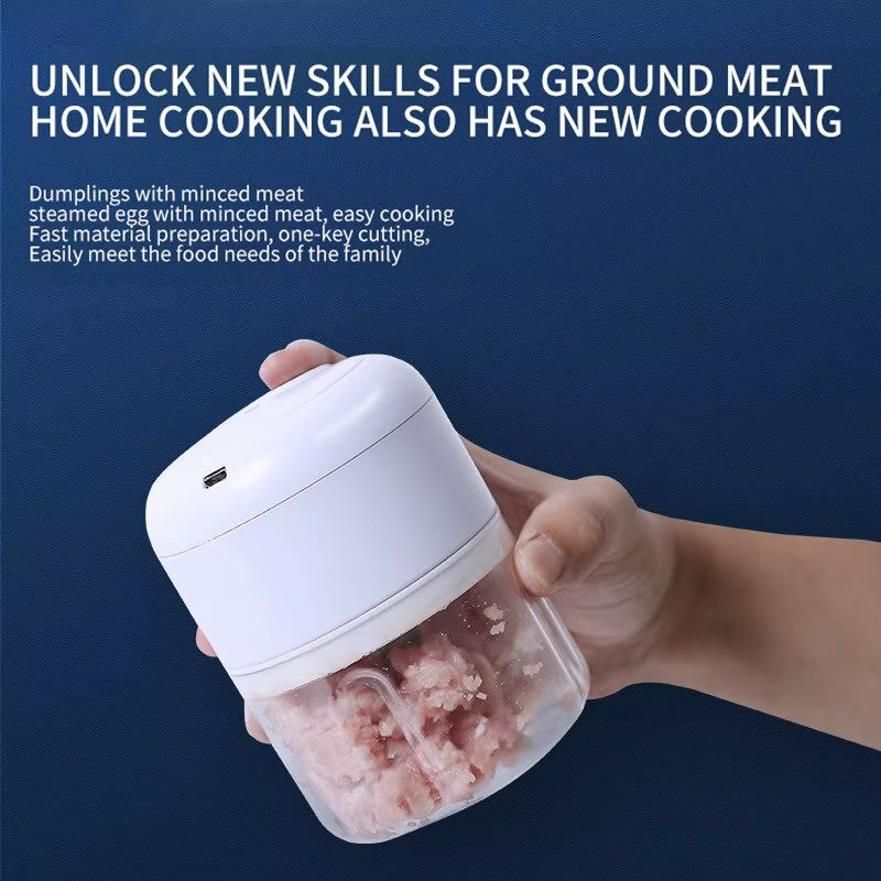 Effortlessly Chop Garlic, Vegetables, and Meat with Our Portable Electric Garlic Masher - USB Rechargeable and Compact Design!