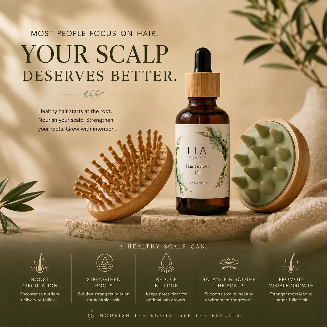 Revitalize Your Hair with Our Complete Hair Growth Oil Set: 50ml Oil, Scalp Massager & Brush
